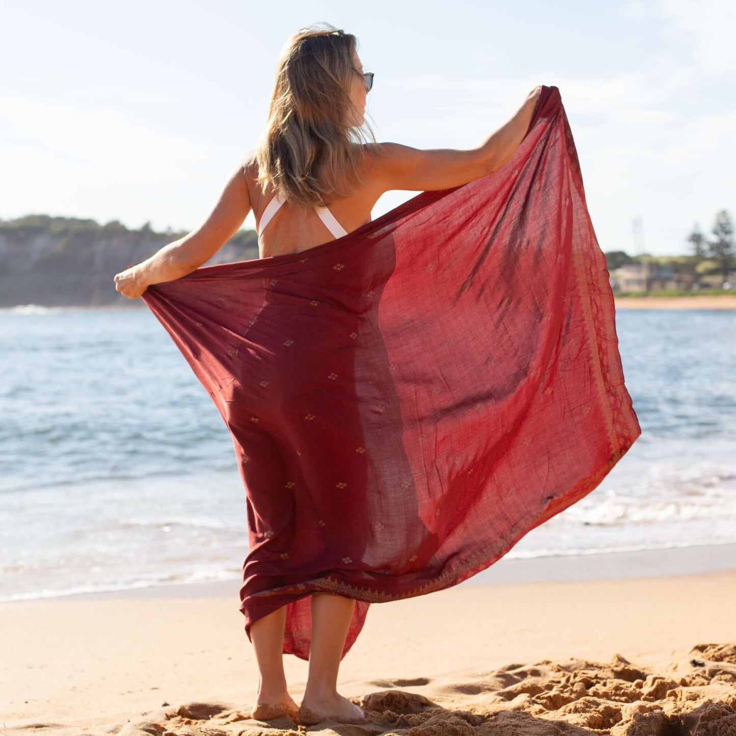 Retreat Luxe Sarong Burgundy back view