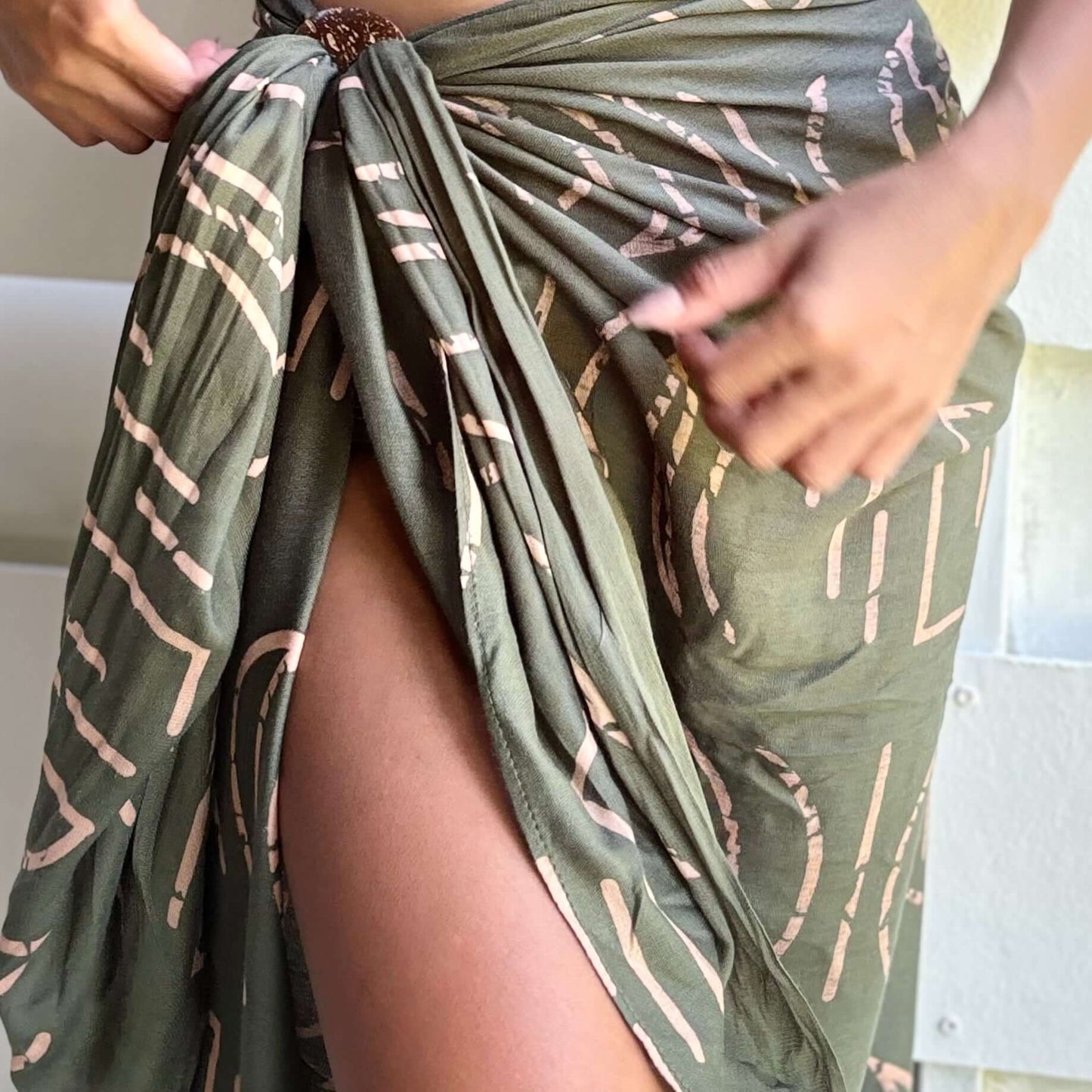 Espresso Olive Luxe Sarong wrap fabric swatch