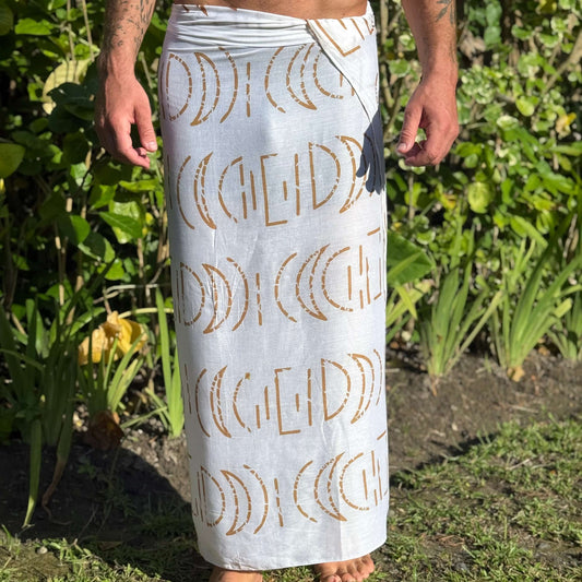 Espresso White Mens Luxe Sarong Wrap