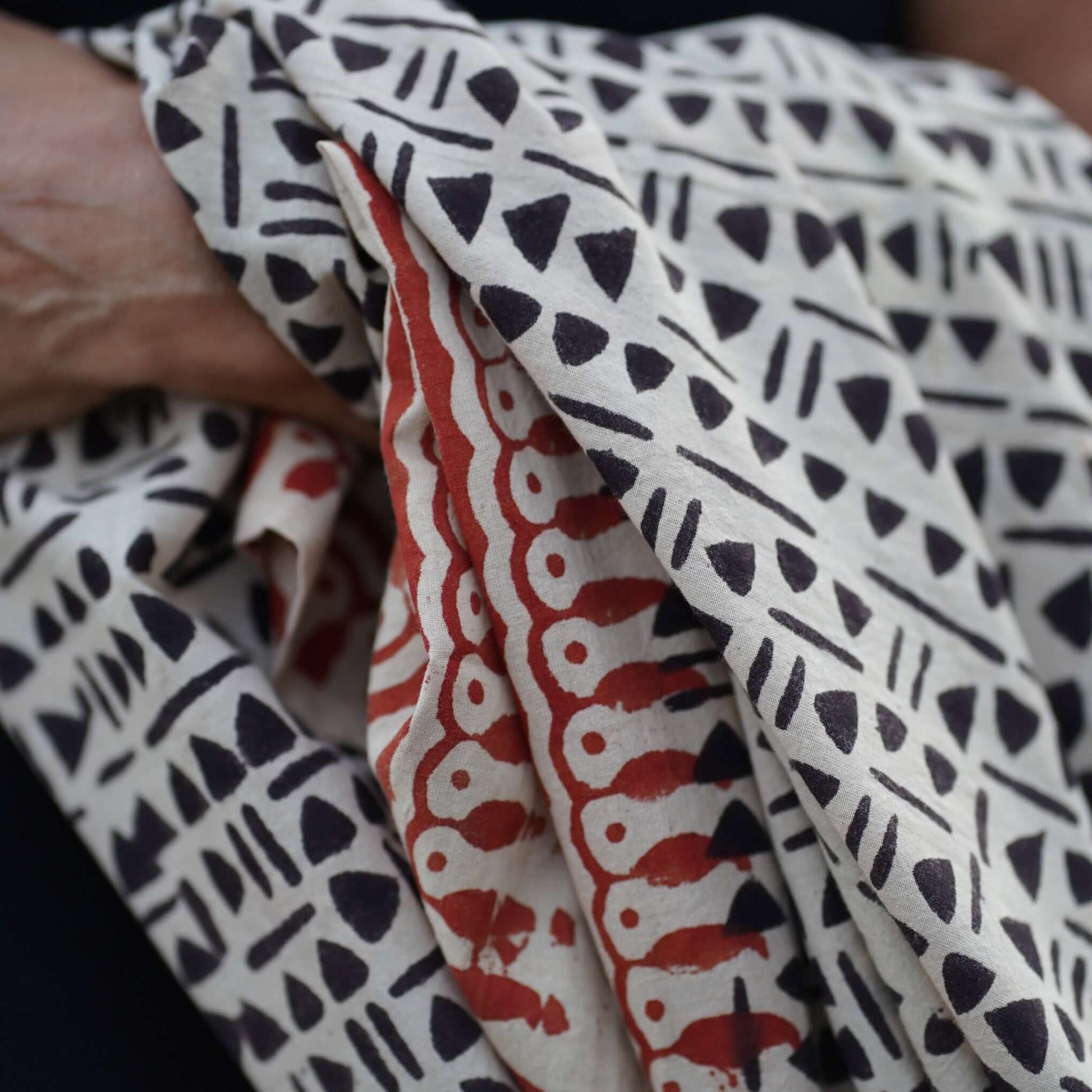 Close-up of batik cotton sarong pattern, ideal for warm weather