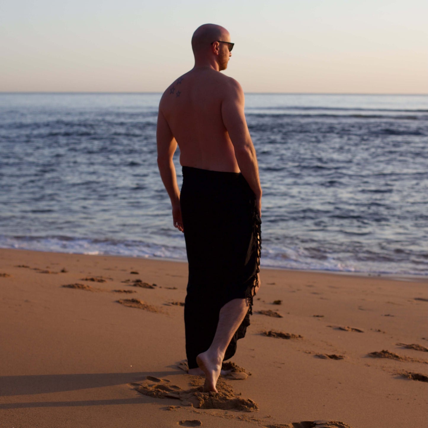 Black Mens Beach Sarong
