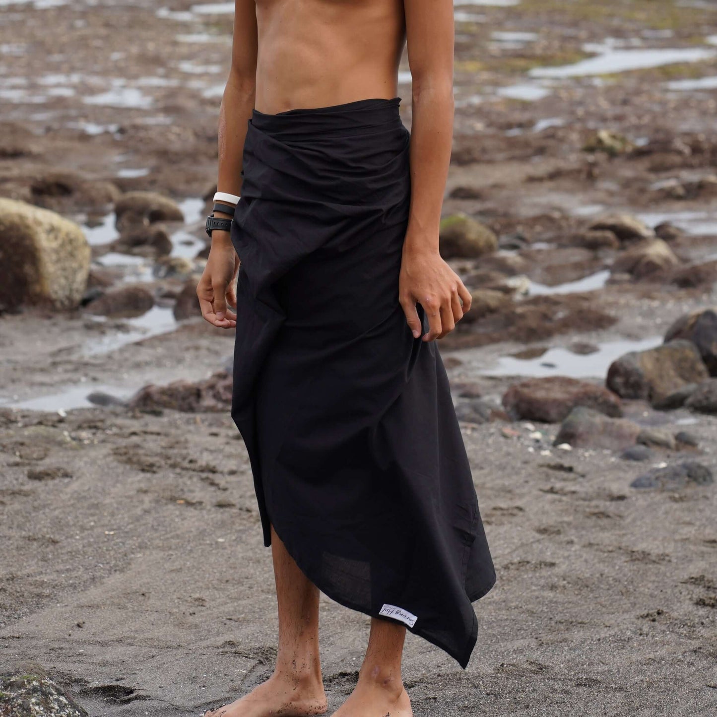 Black Cotton Mens Sarong