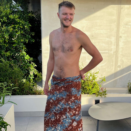 Opal mens luxe sarong sarong tied at hip, lightweight rayon by sarong hut