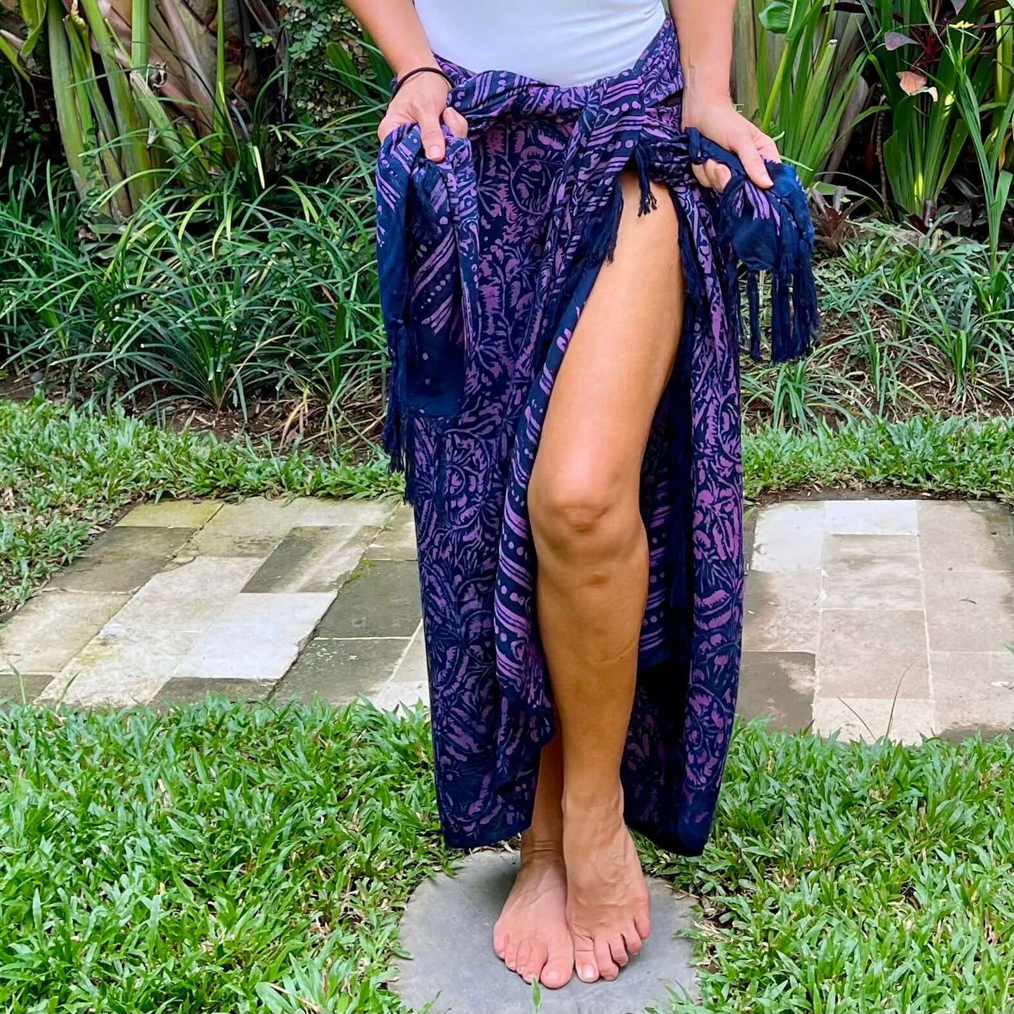 Playtime beach sarong tied at hip, lightweight rayon by sarong hut