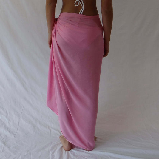 Pretty in pink sarong sarong tied at hip, lightweight rayon by sarong hut