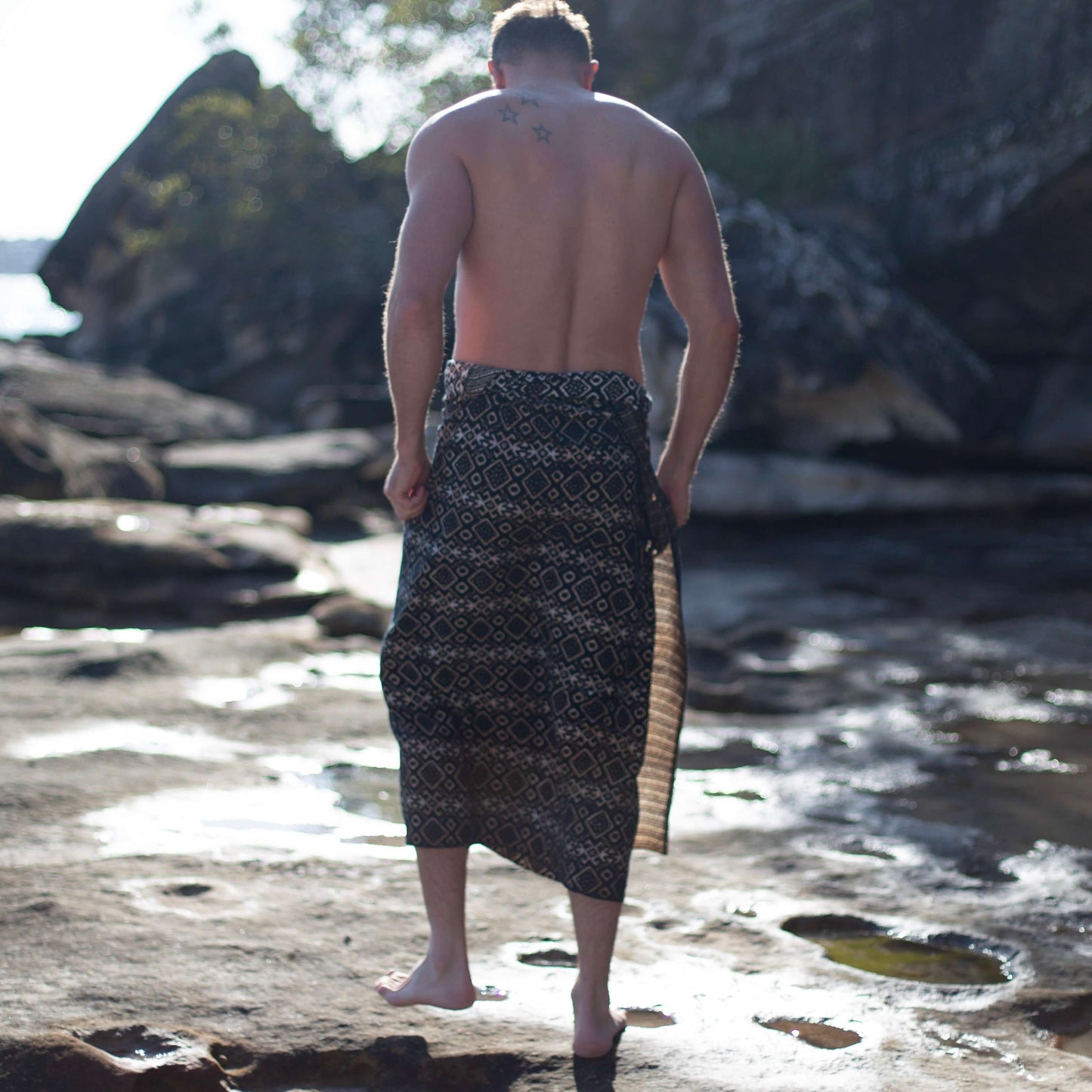 Release luxe mens sarong sarong tied at hip, lightweight rayon by sarong hut