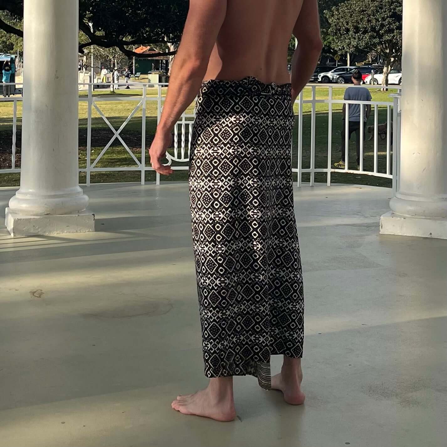Release luxe mens sarong sarong tied at hip, lightweight rayon by sarong hut