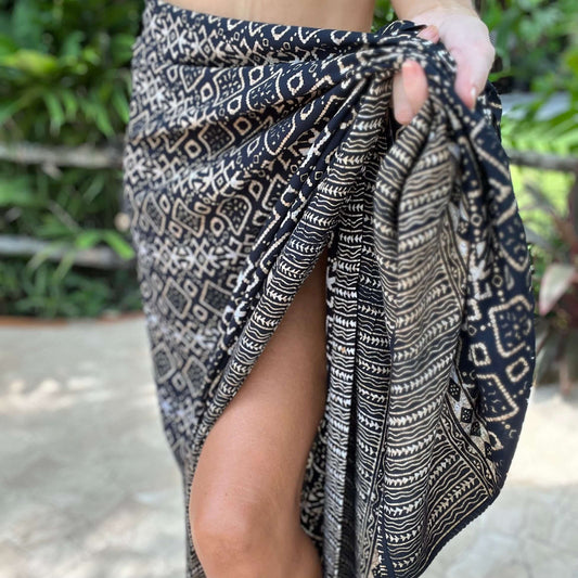 Close-up of release luxe sarong pattern, ideal for warm weather