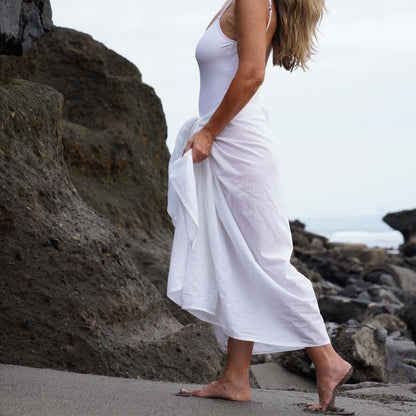 Close-up of white cotton sarong pattern, ideal for warm weather