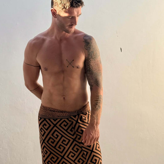 Balance Earth black and brown Mens Luxe Sarong hero shot