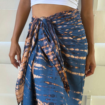Cinnamon Spice Luxe Sarong side tie view