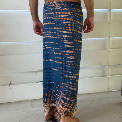 Cinnamon Spice Mens Luxe Sarong wrap full length rear view