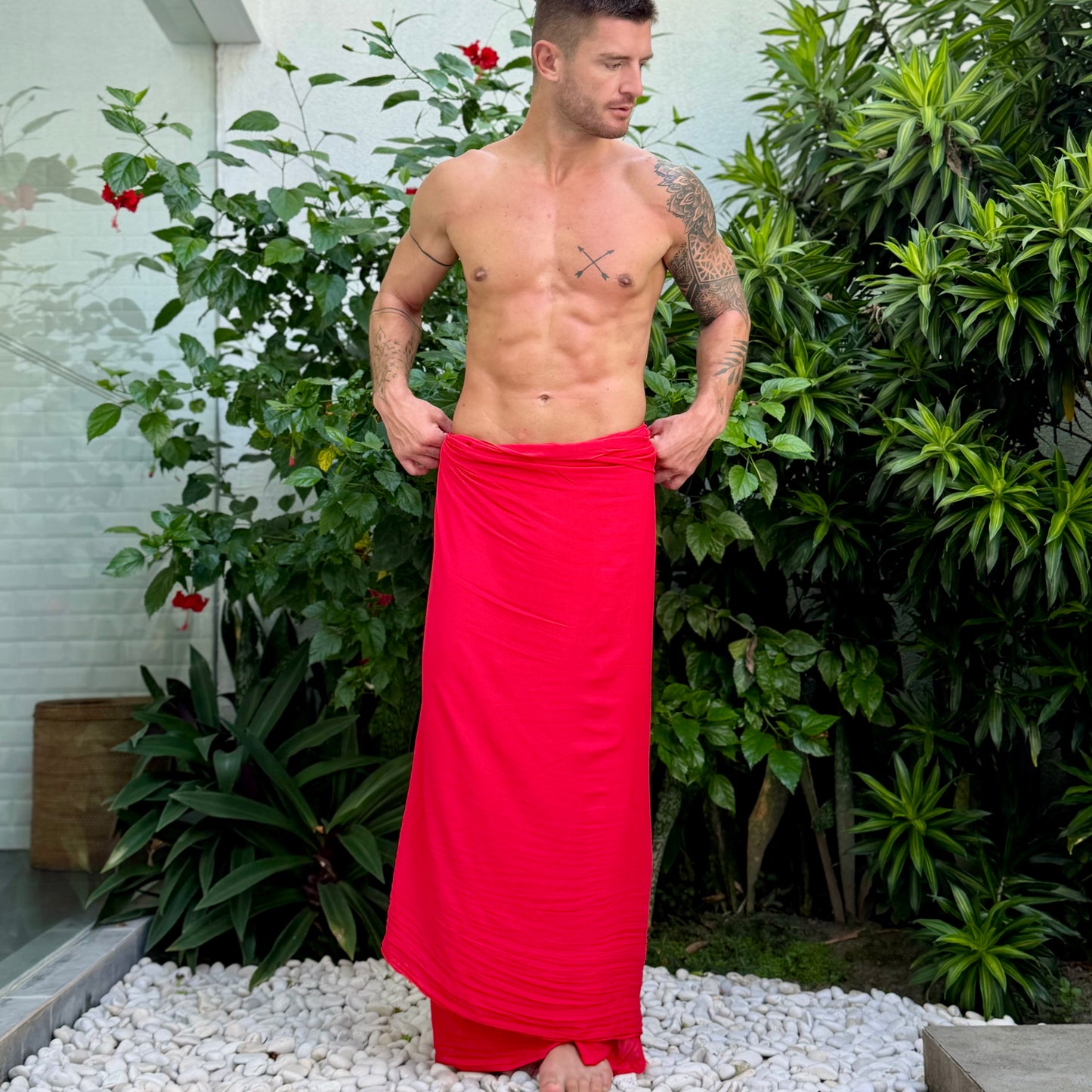 Bold Red Men’s Sarong – Men’s Wrap