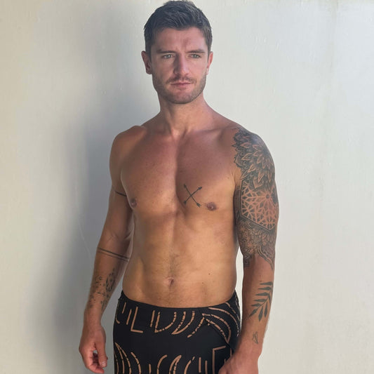 Espresso Black Mens Luxe Sarong wrap face on