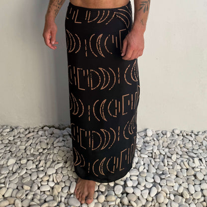 Espresso Black Mens Luxe Sarong full sarong view