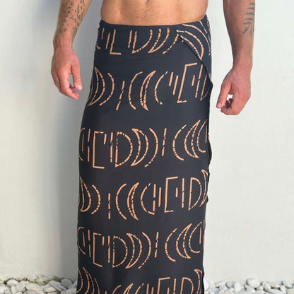 Espresso Black Mens Luxe Sarong wrap full standing view