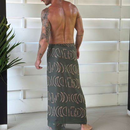 Espresso Olive Mens Luxe Sarong rear view
