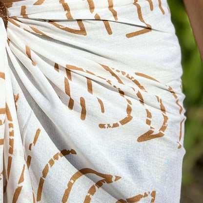 Espresso White Luxe Sarong wrap fabric swatch