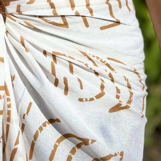 Espresso White Luxe Sarong wrap fabric swatch