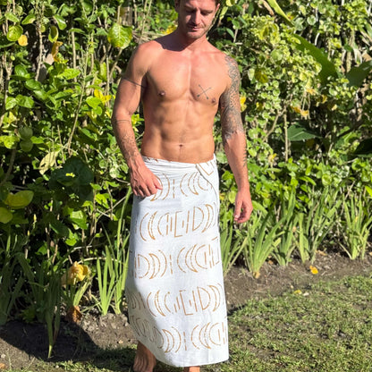 Espresso White and gold Mens Luxe Sarong hero shot