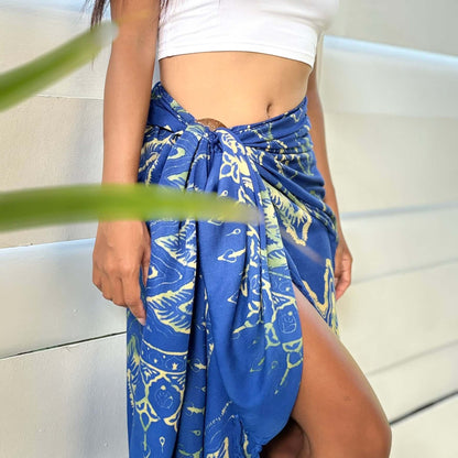 Toga Blue Beach Sarong for women tassels