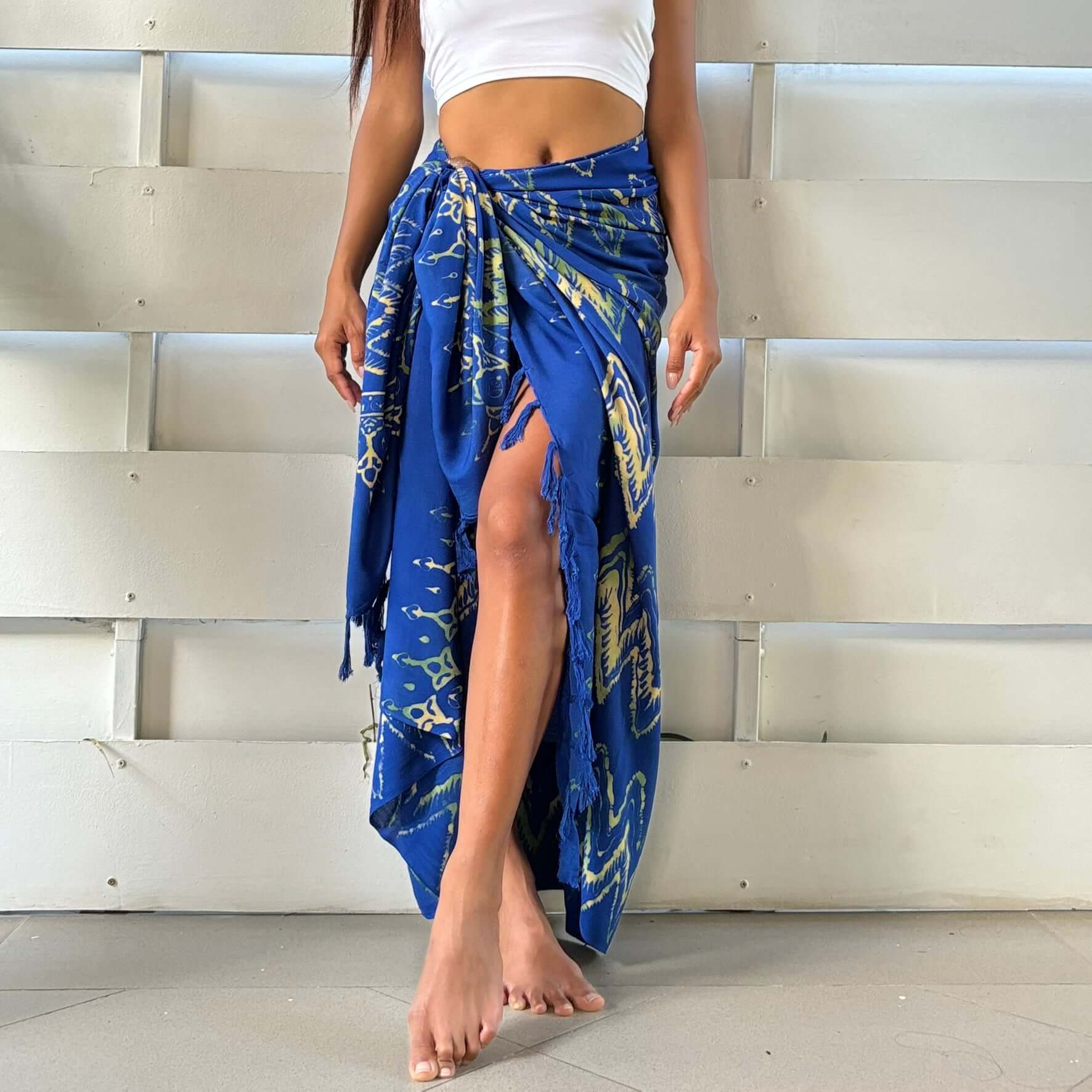 Toga Blue Beach Sarong full length front