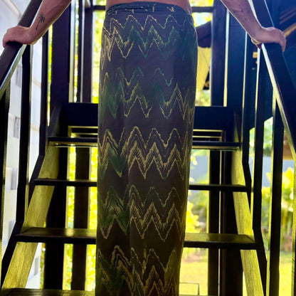 Toga Natural green Mens Beach Sarong full length behind