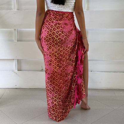 Vibrance Glow Beach Sarong back full length photo