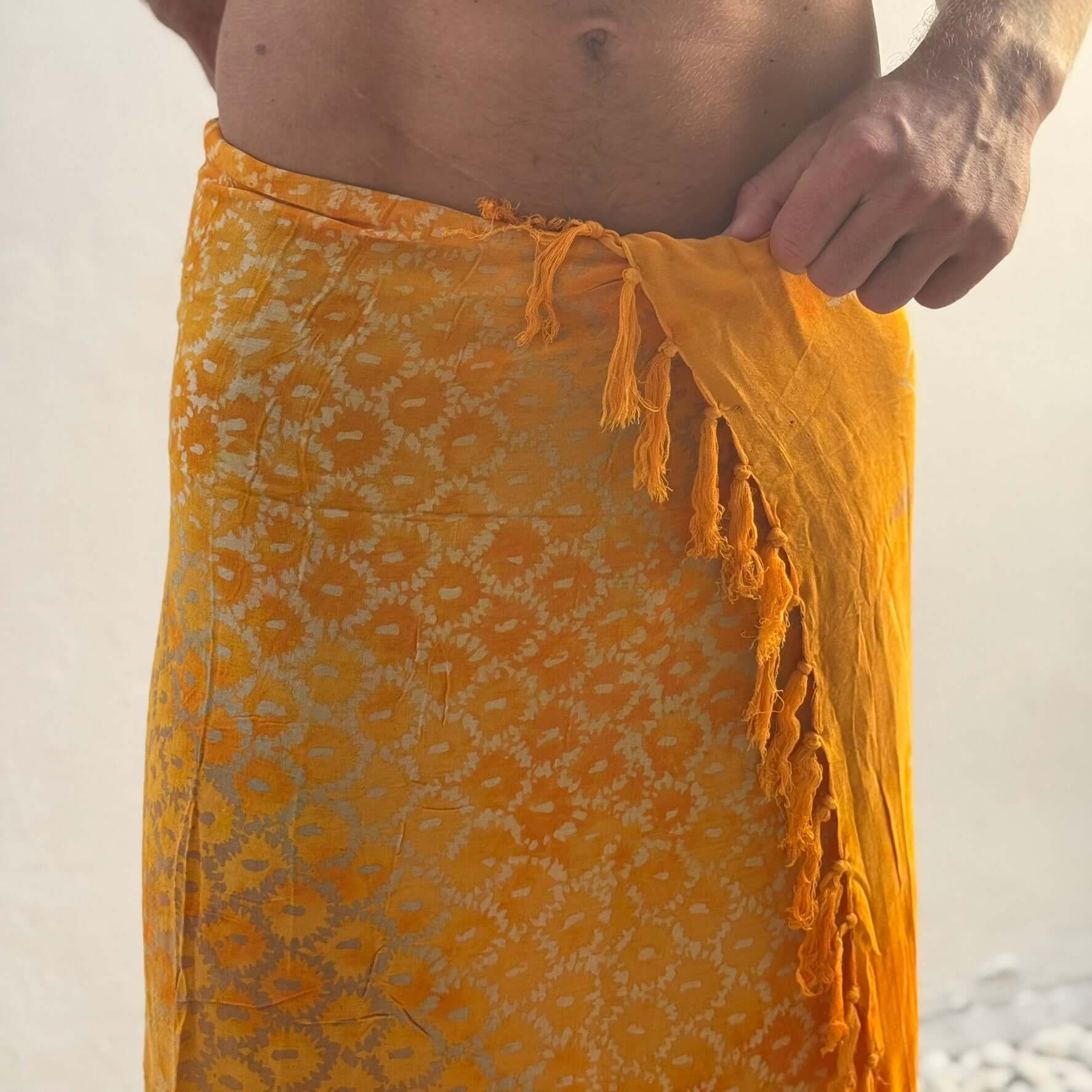 Vibrance Saffron Mens Beach Sarong fabric swatch