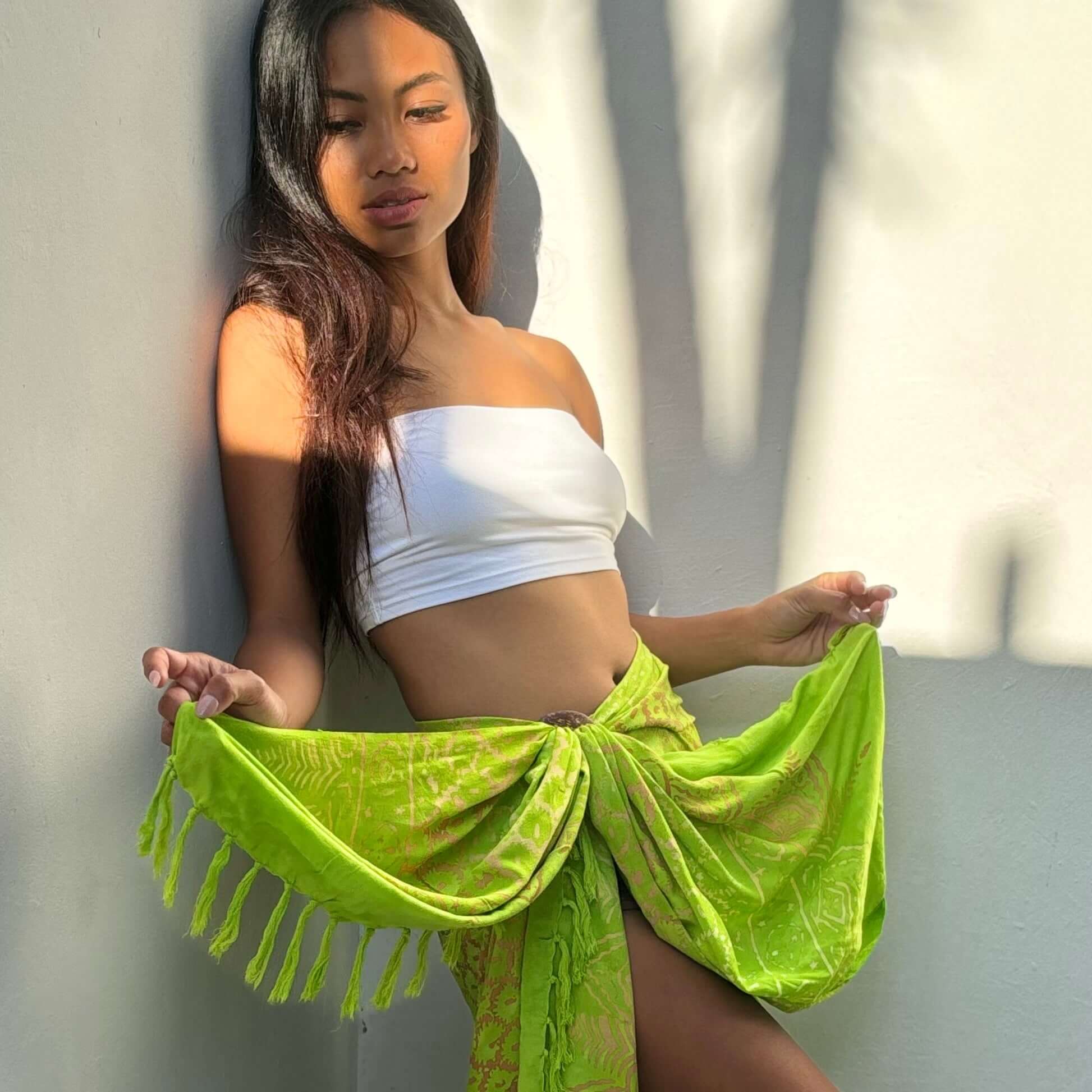 Vibrance Zest Beach Sarong tassels