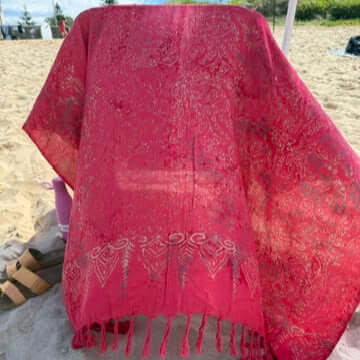 Watermelon Beach Sarong on the beach chair behind