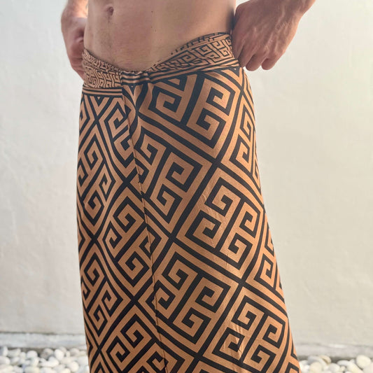Balance Earth black and brown Mens Luxe Sarong fabric swatch