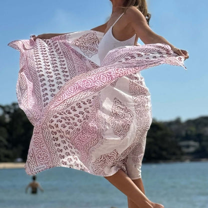 Freedom pink voile sarong sarong tied at hip, lightweight rayon by sarong hut