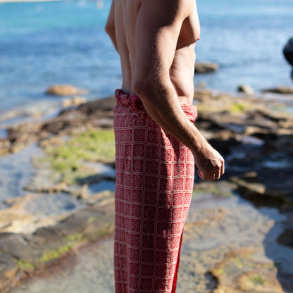 Close-up of liberation luxe men sarong pattern, ideal for warm weather