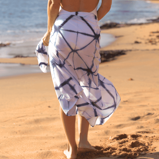 Close-up of namaste cotton sarong pattern, ideal for warm weather