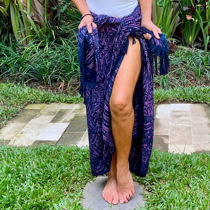 Playtime beach sarong tied at hip, lightweight rayon by sarong hut