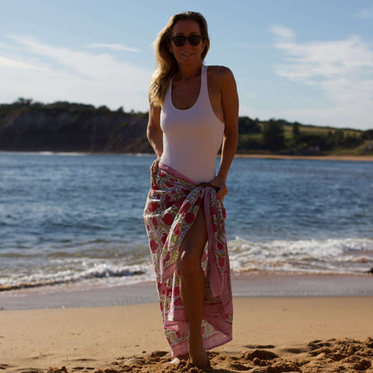 Pomegranate Women’s Cotton Sarong – Relaxed Fit