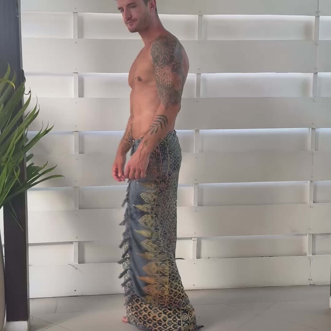 Vibrance Charcoal Mens Beach Sarong video