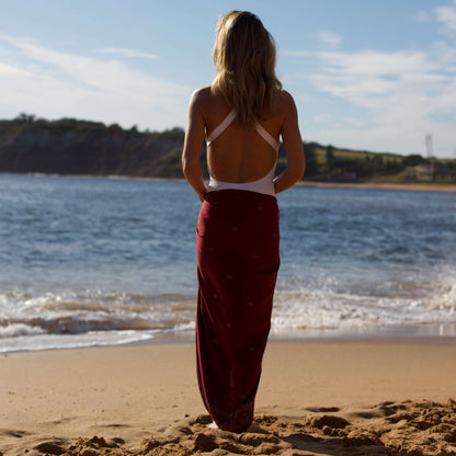 Burgundy Luxe Womens Sarong back shot