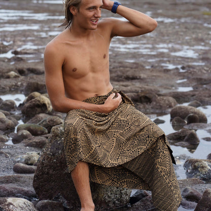 spear fishing mens luxe sarong man on beach
