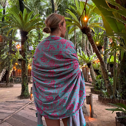 Sydney luxe worn as beach cover-up, flowing rayon fabric