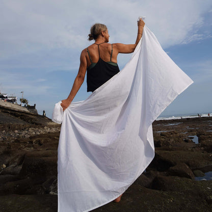 White Extra Long Cotton Sarong – Summer Wrap